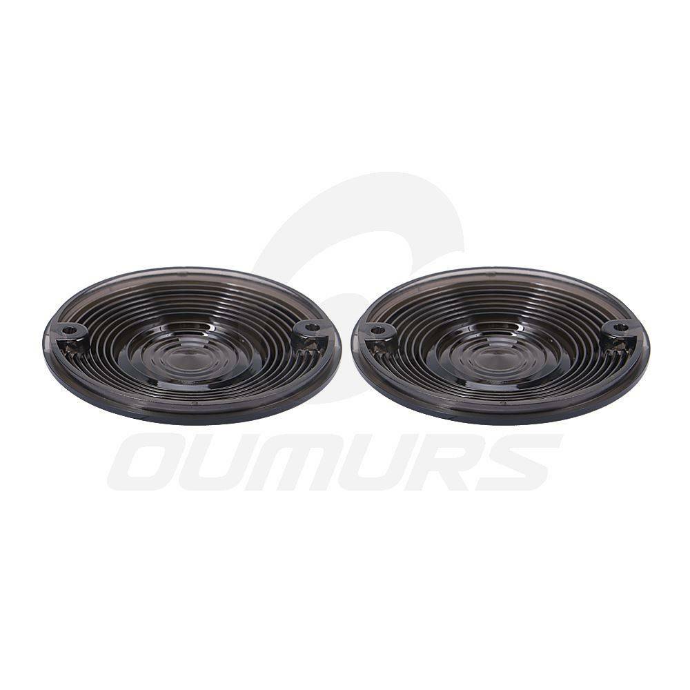 2Pcs Smoked Lens Turn Signal Light Flat Lens Covers For Harley Road King Glide