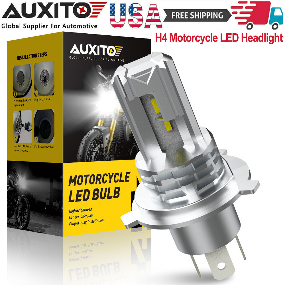 LED Headlight Hi/Low Beam 6000K Bulb H4 9003 For Motorcycle Super Bright White