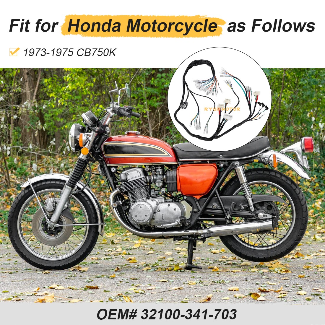 Main Wiring Harness – 32100-341-703 For Honda CB750K CB750 1973-1975 Wire Loom
