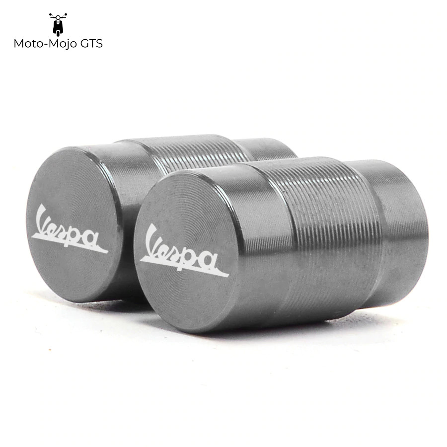 Vespa Billet Aluminium Valve Caps Titanium GTS GT GTV LX LXV PX 120 200 250 300