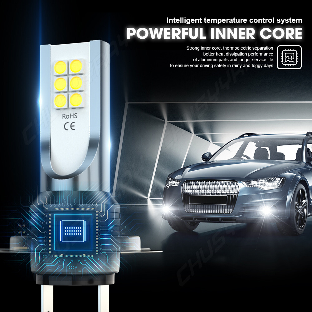 2X 6000K White H7 LED Headlight Bulb Kit High/Low Beam 110W 30000LM Super Bright
