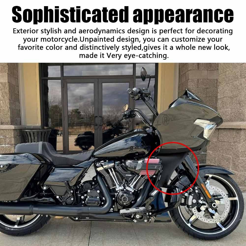 Black Side Fairing Panel +Metal Bracket For Harley Road Glide CVO Limited 23-Up