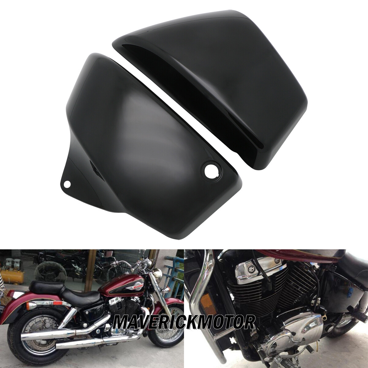 Black Battery Side Cover For Honda Shadow VT1100 ACE Aero Sabre 1100C2 1999-2008