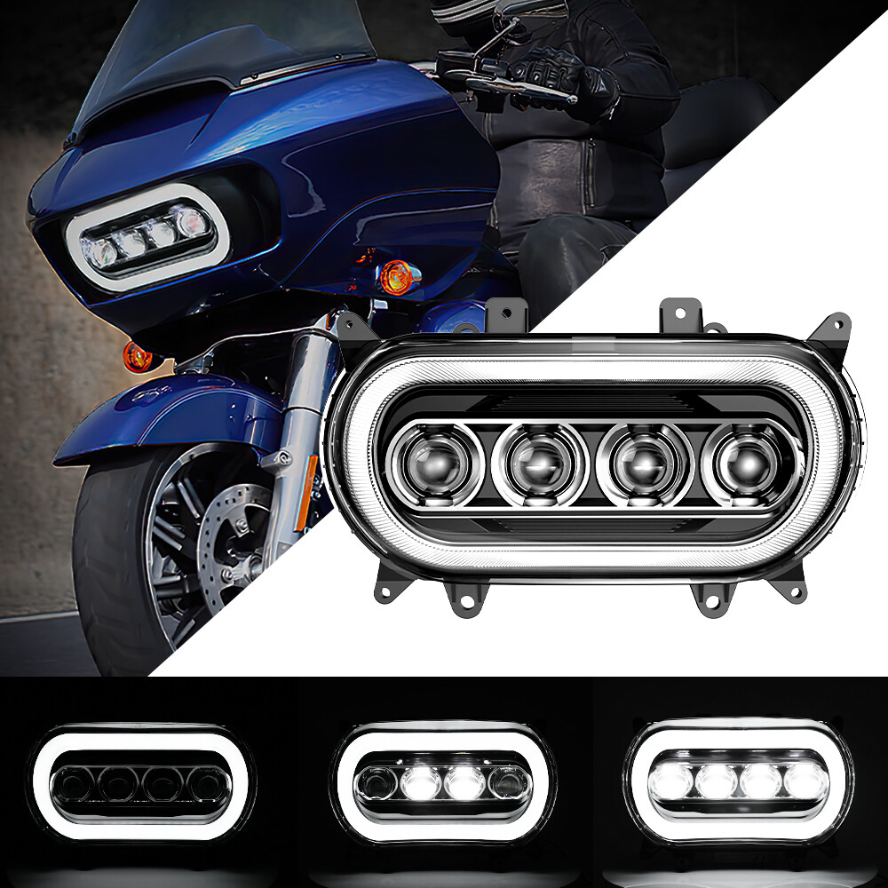 Dot 120W High Power LED Headlight with DRL Hi-lo Beam For Road Glide 2015-2023
