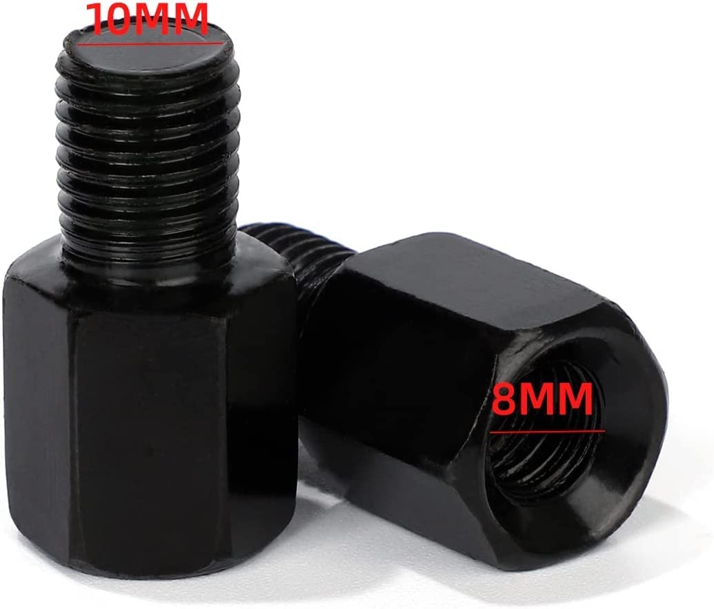 Motorcycle Mirror Mount Adapter Height Adjustment Screw 8mm to 10mm 2 PCS