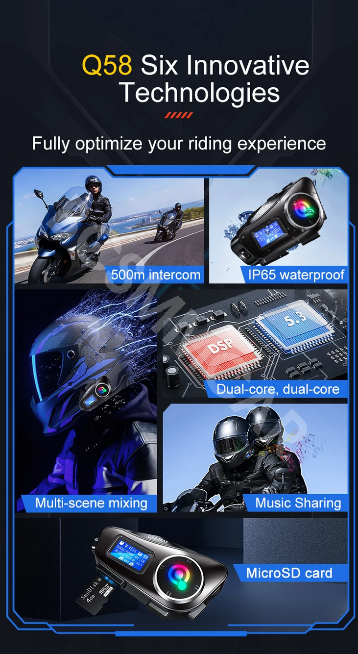 2x Motorcycle Helmet Bluetooth Headset Rider Music Share Earphone Communication