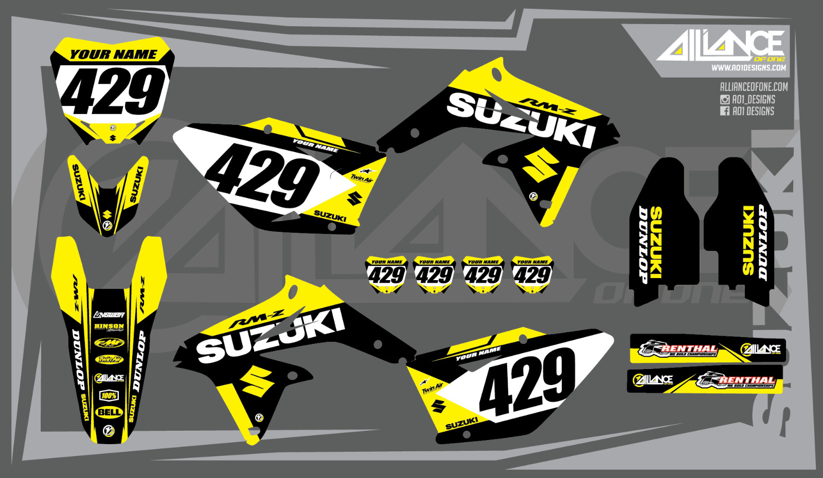 2010 2011 2012 2013 2014 2015 2016 RMZ 250 GRAPHICS KIT SUZUKI RMZ250 MX DECALS