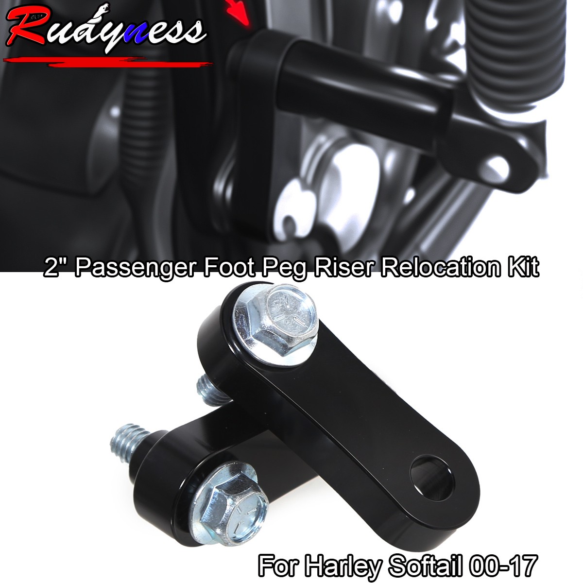 Passenger Foot Peg Relocation Mount Kit For Harley Softail FXST FLST 1986-2017