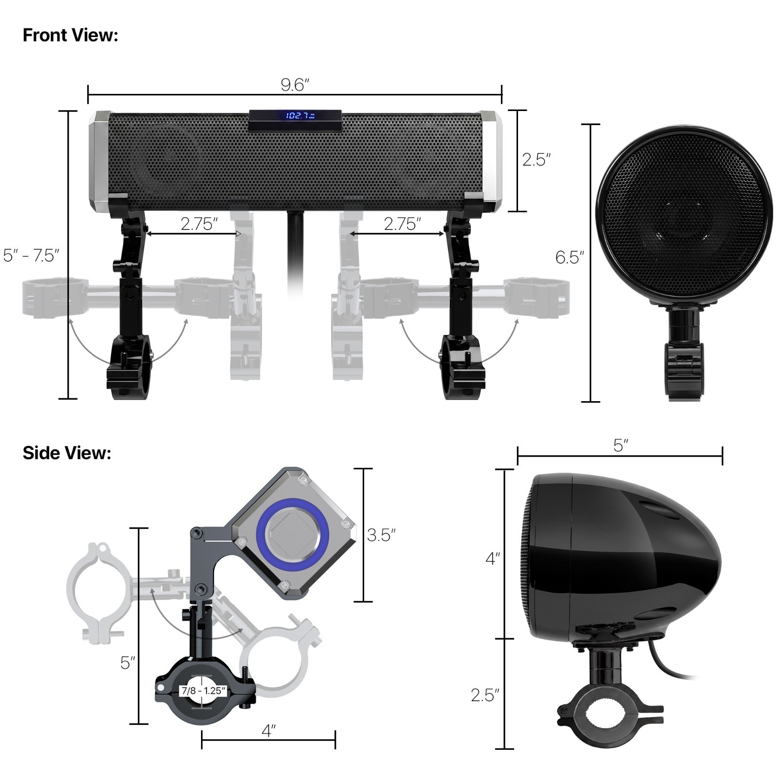 Waterproof Bluetooth Motorcycle Stereo 4 Speakers MP3 Audio Music System Radio