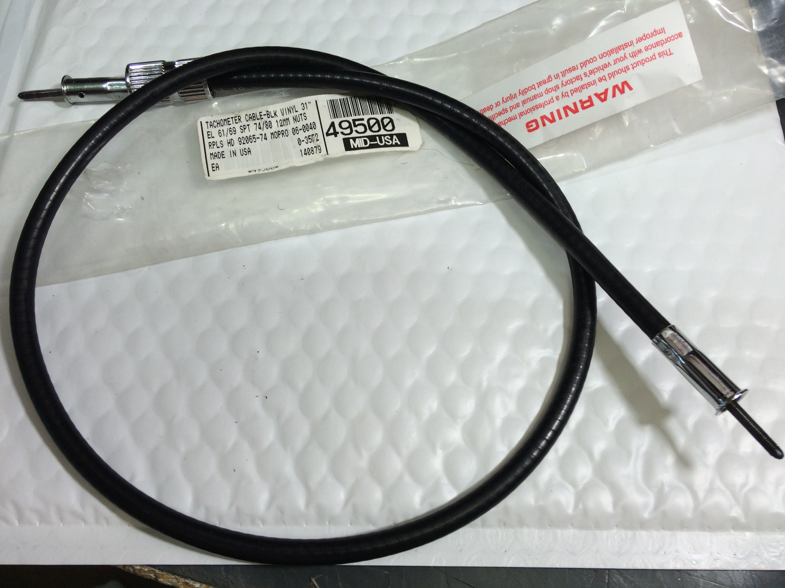 TACHOMETER CABLE 34” EL 61-69 SPORTSTER 1974/1980 12MM NUTS 92065-74