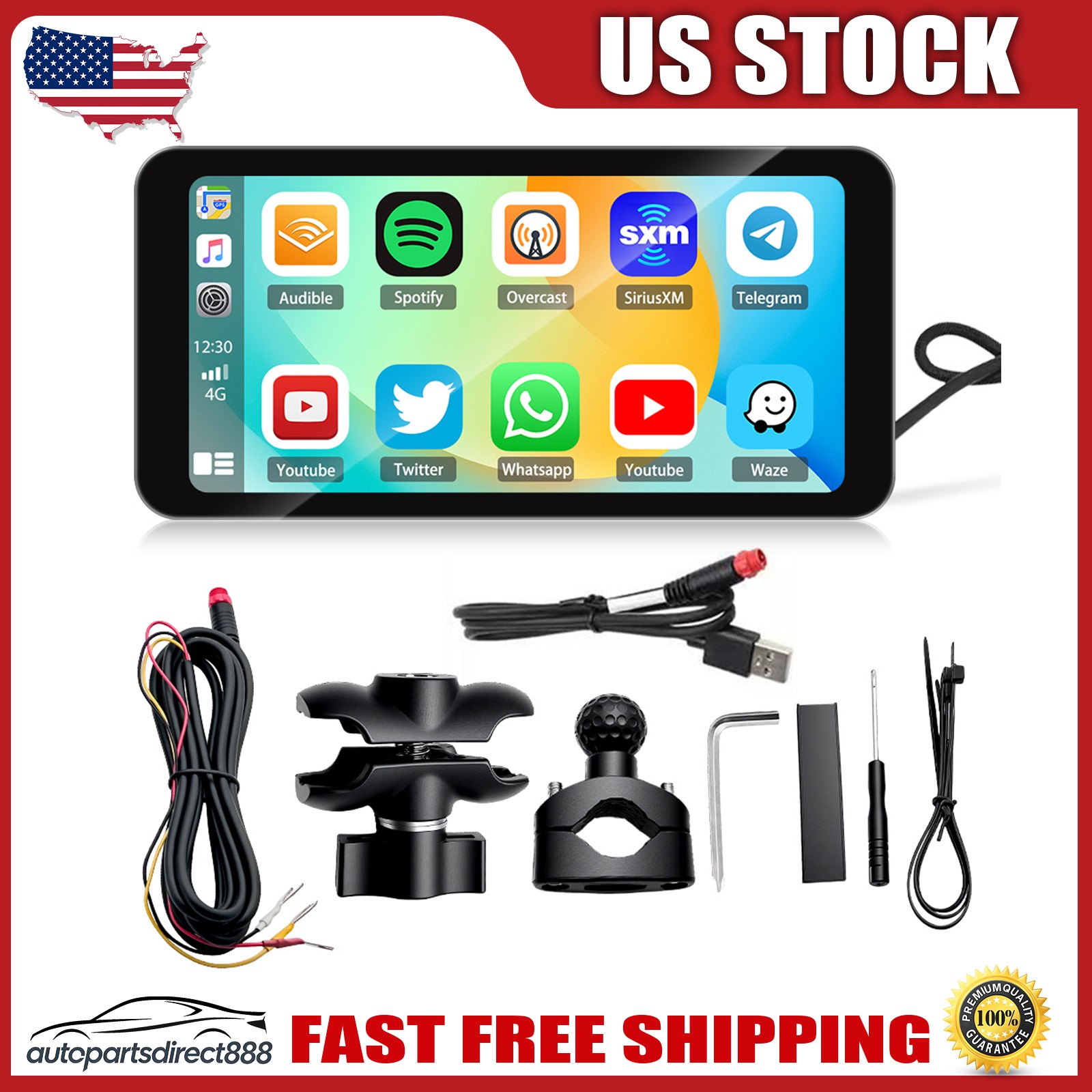 6.3in For Scooter & Moped Motorcycle GPS Navi Screen Waterproof Touchscreen GPS