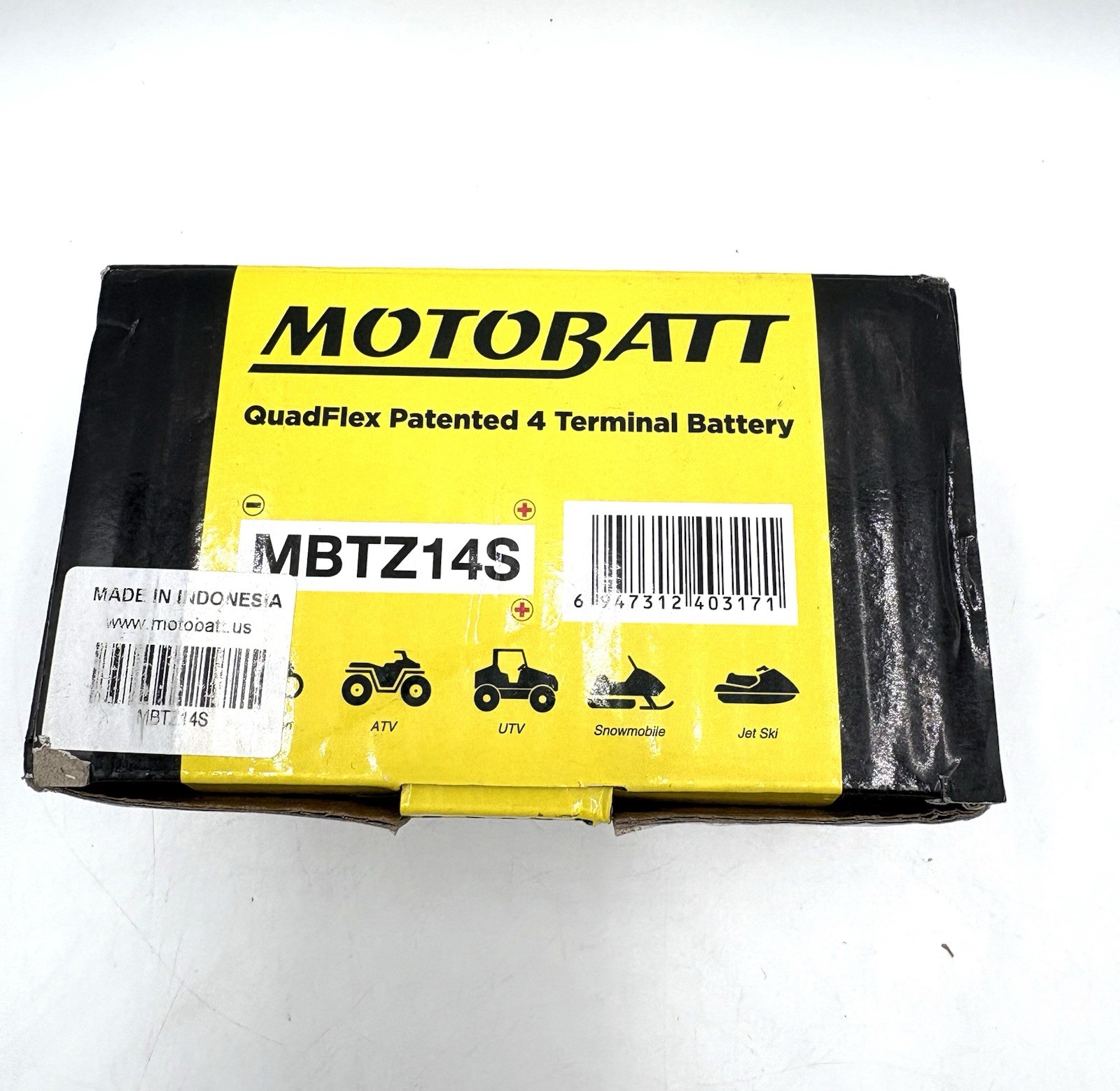 Motobatt MBTZ14S Quadflex AGM 12V 4 Terminal Battery – MBTZ14S, NEW