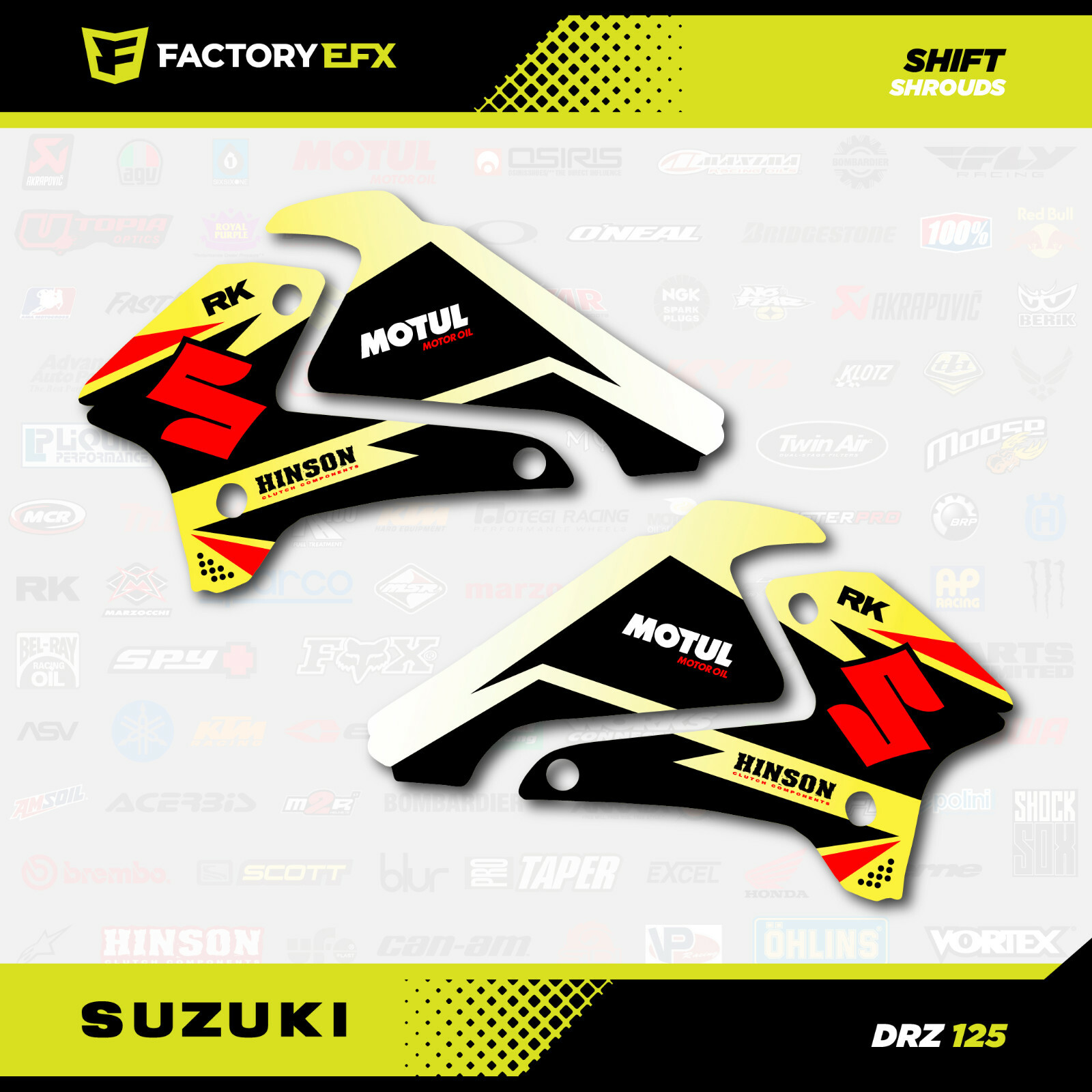 Racing Shroud Graphic Kit fits Suzuki DRZ125 01-07 DRZ 125 SHIFT Graphics Decal