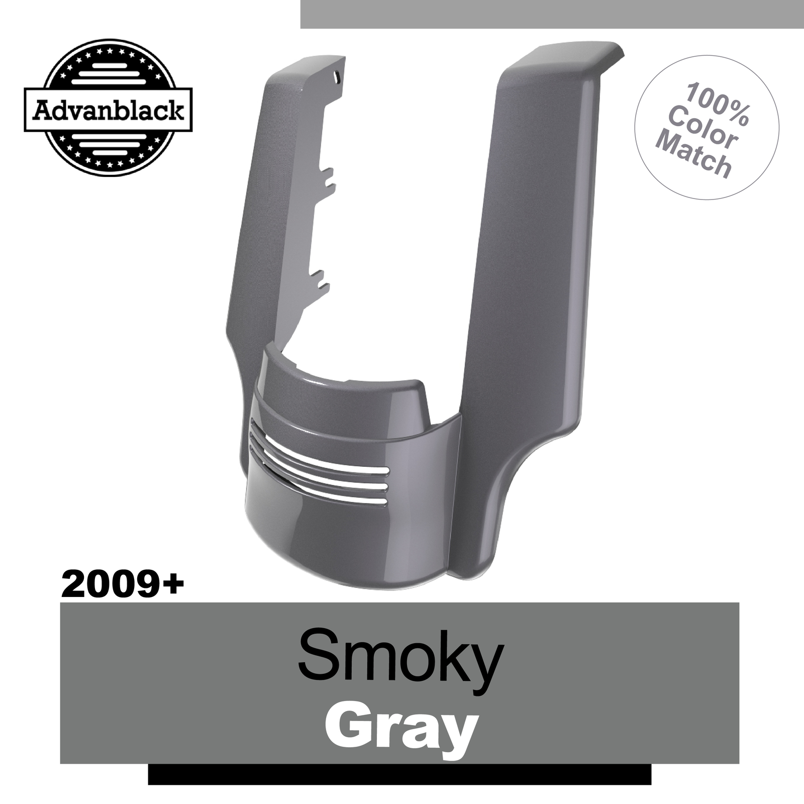 Smoky Gray Stretched Rear Fender Extension Dual Cutout For 09+ Harley