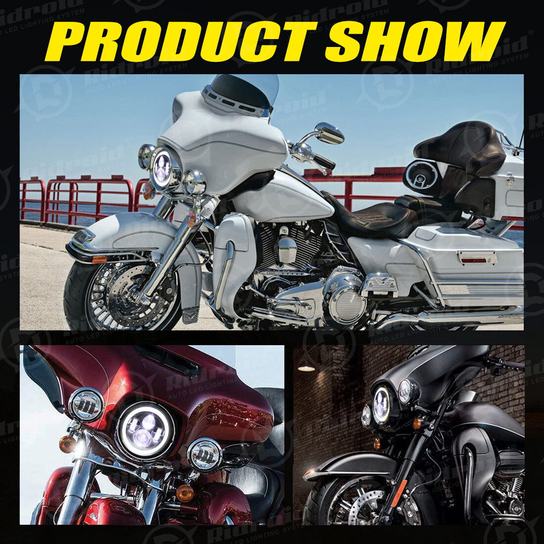 7″ inch LED Halo Headlight & Bracket Mounting Ring For Harley Street Glide FLHX