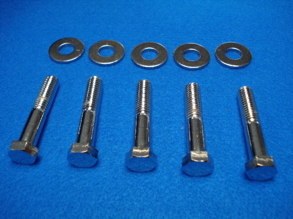 CHROME REAR BELT PULLEY BOLT SET FOR STOCK HARLEY PULLEY 7/16-14 2 1/4 LONG