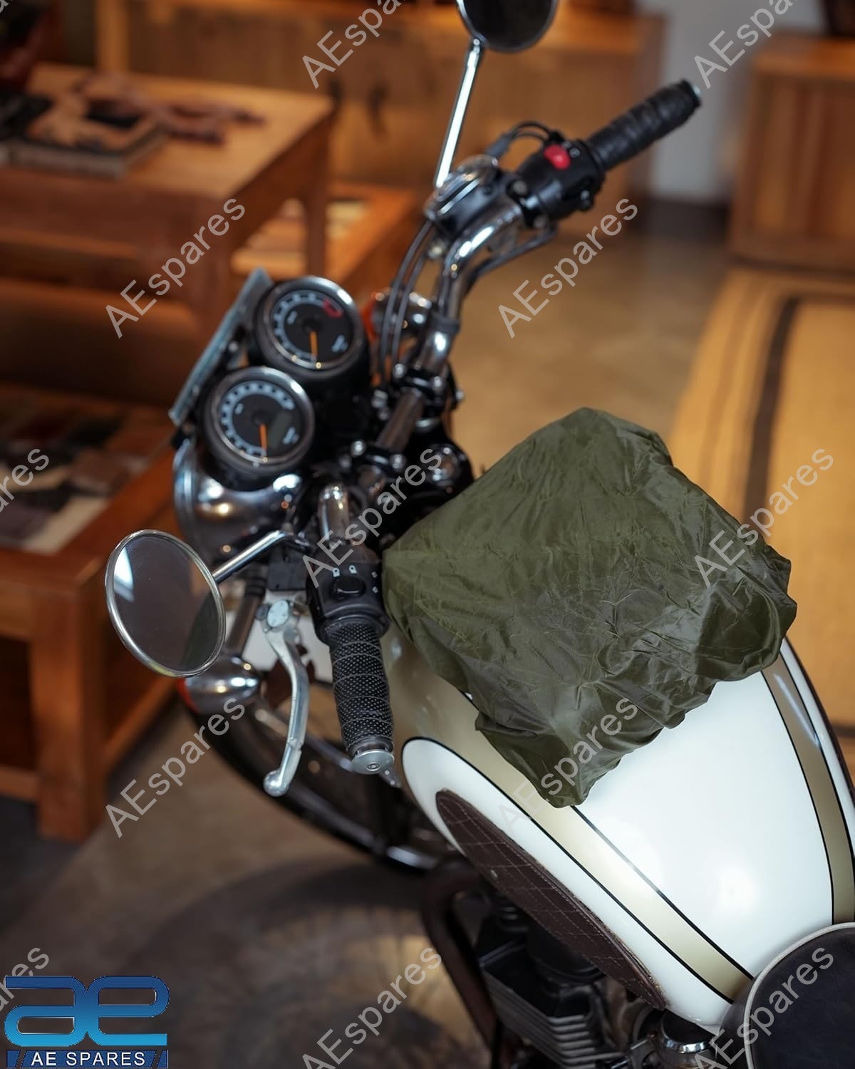 Leather Tank & Tail Bag Dark Brown Fits For BSA Triumph Royal Enfield Motorcycle