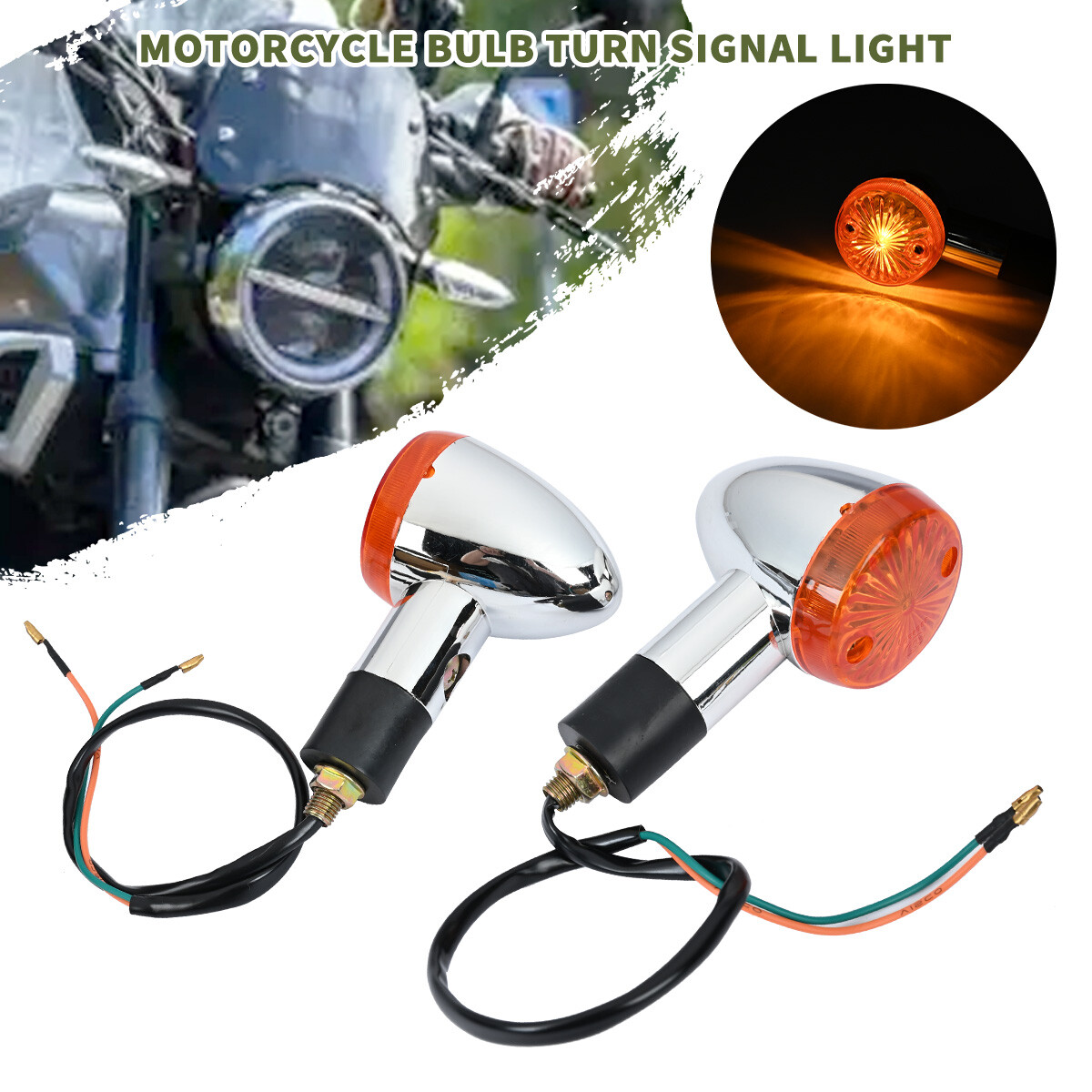 2Pcs Turn Amber Turn Signal Lights For Suzuki Boulevard C109R C50 S 40 50 83 UP