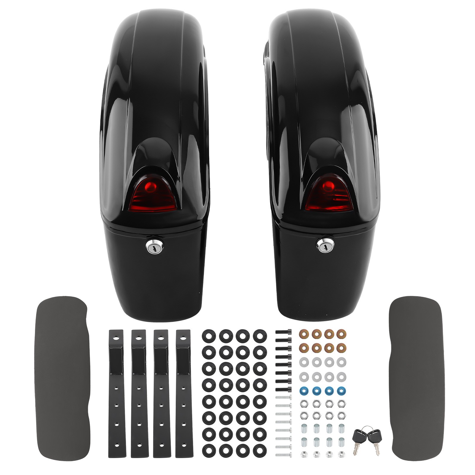 Hard Side Cases for Yamaha Suzuki Cruiser Red Turn Signal Saddlebags Black