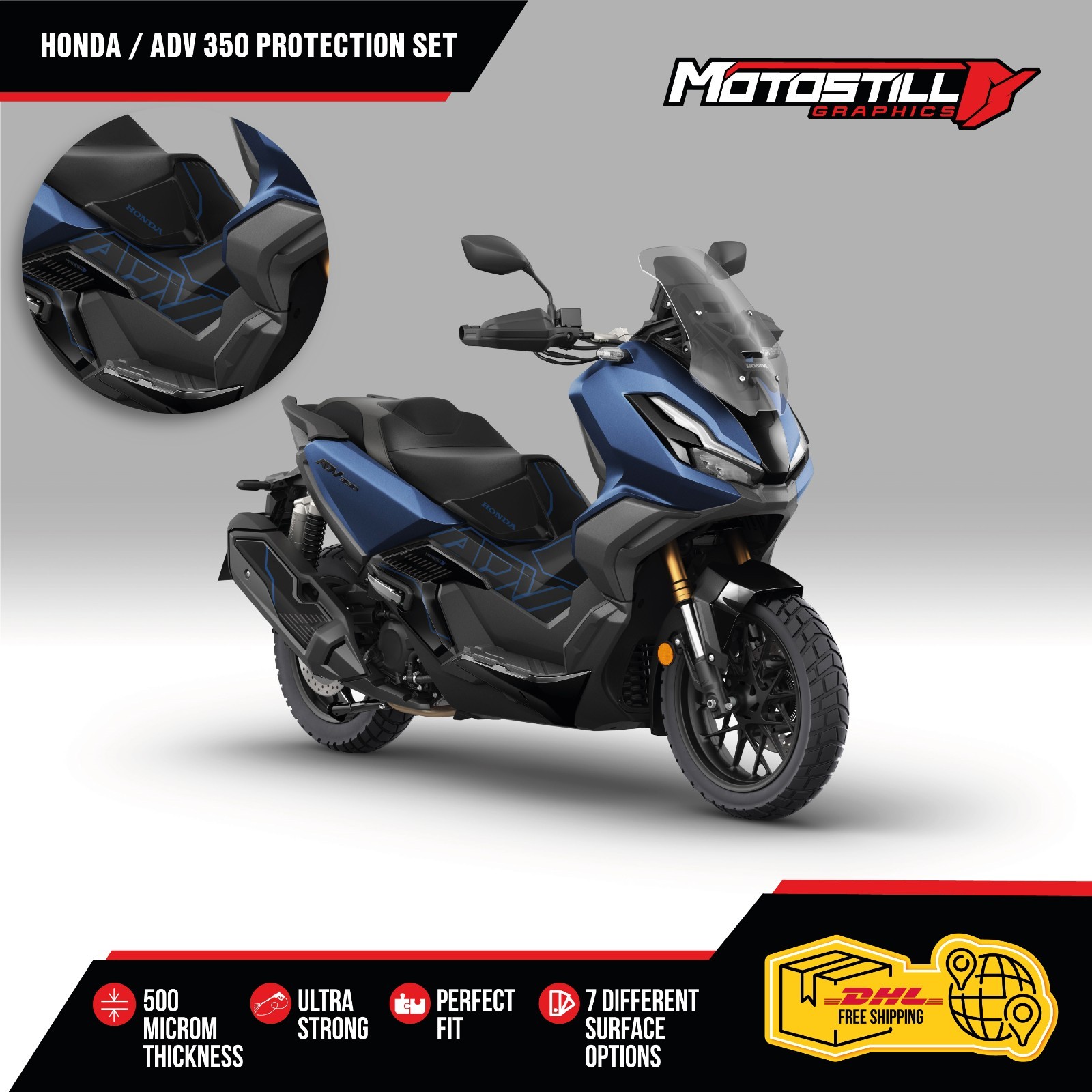 Honda Adv 350 Protect Graphic Sticker Decal Wrap Kit Fits / 2023-2025