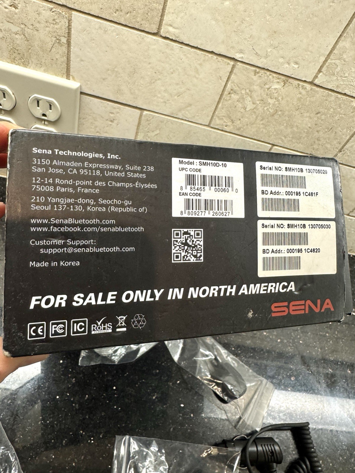 Sena SMH10D-10 Motorcycle Bluetooth Headset / Intercom (Dual), Black