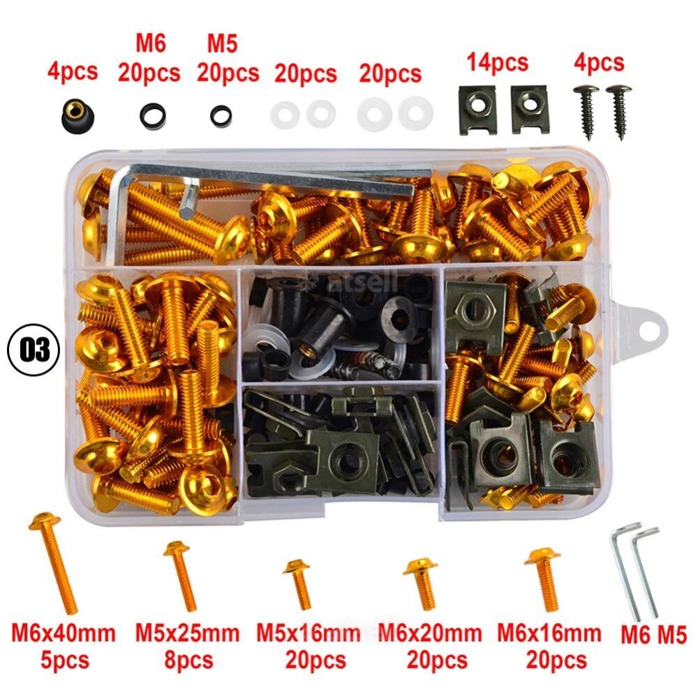 Complete Fairing Bolts Kit Screws For Kawasaki Ninja 250 300 400 650 ZX6R ZX10R