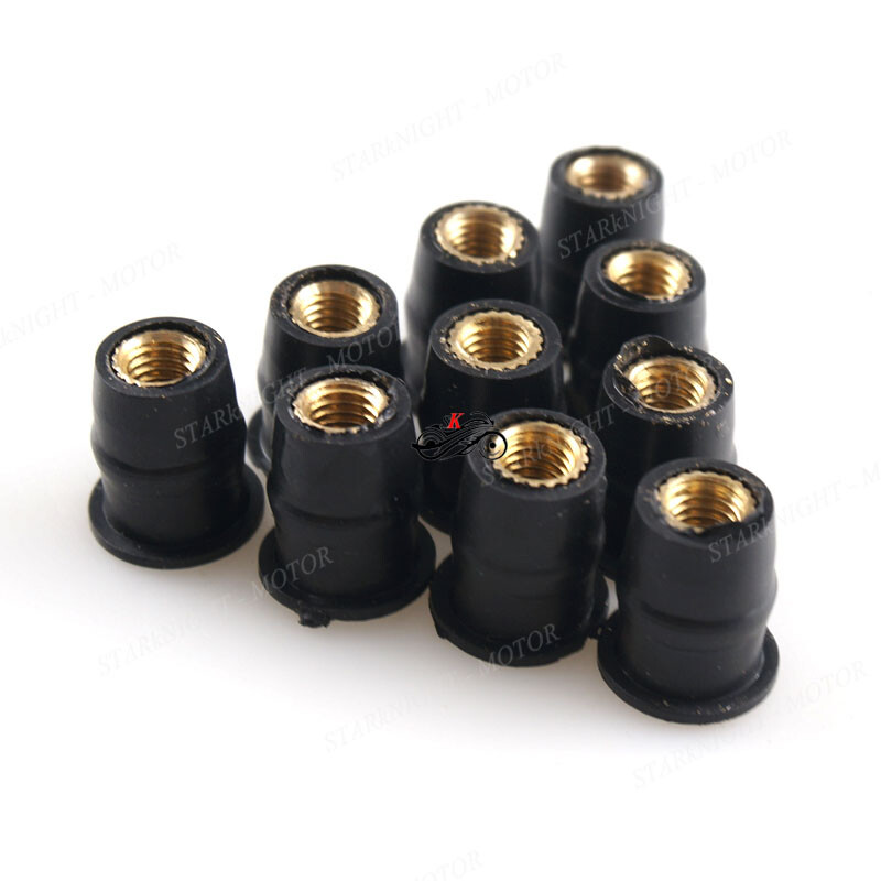 Motorcycle M5 5mm Universal Metric Rubber Well Nuts for Windscreen Fairing Cowl