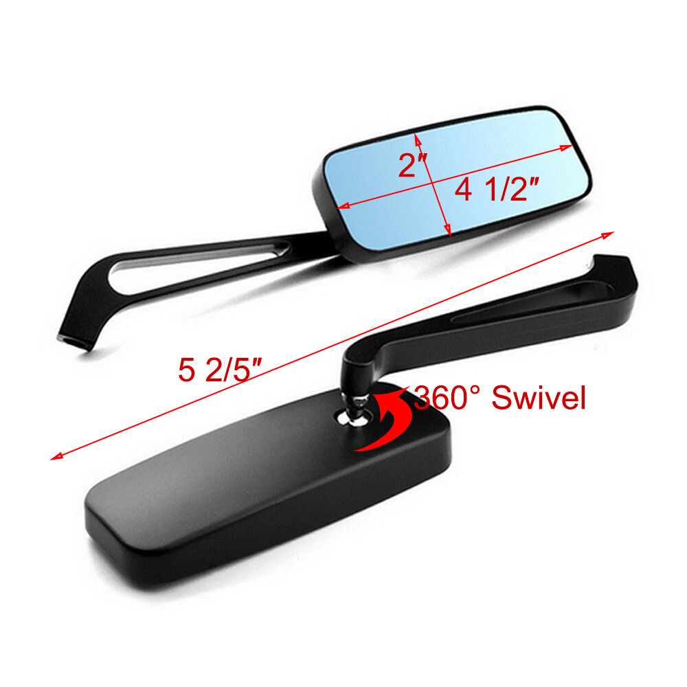 Rectangle Motorcycle Mirrors For Harley Cruiser Bobber Chopper Softail Sportster
