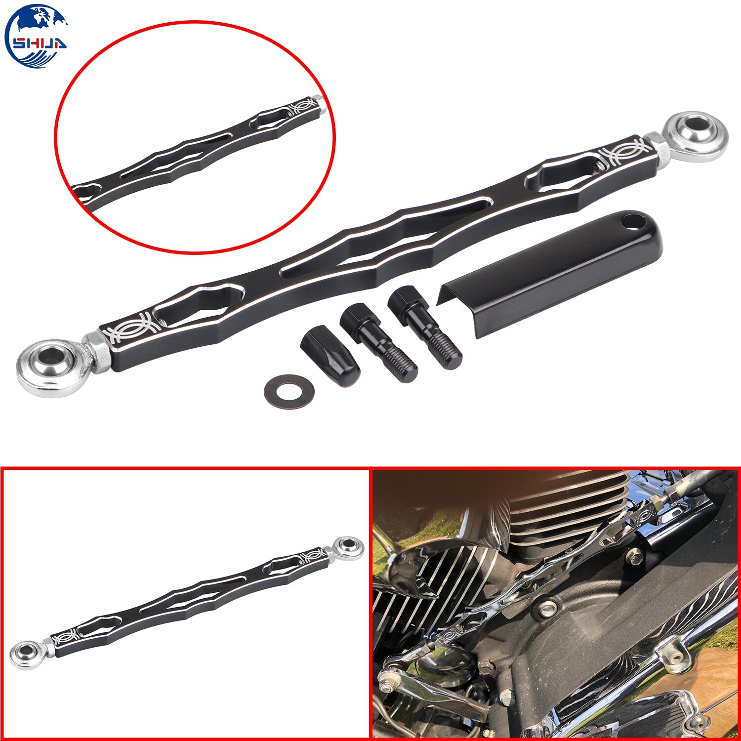 Black Shift Linkage Shifter Link For Harley Softail Dyna Touring Road Glide FLTR