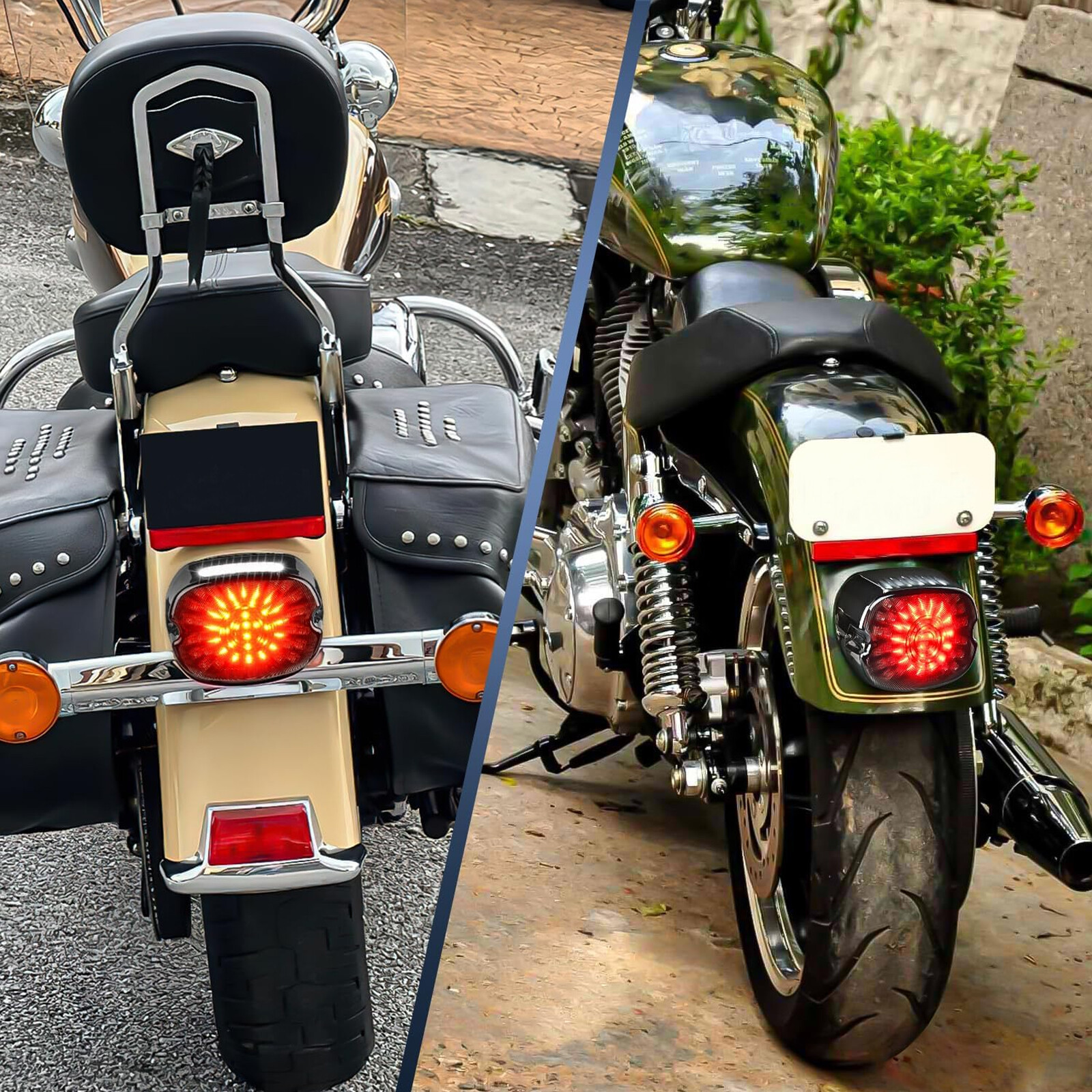 Motorcycle Tail LED Brake Turn Signal Taillight Rear Light Low Profile Smoked