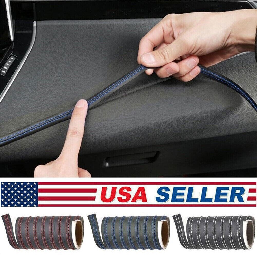 Car Door Dashboard Gap PU Leather Line Strip Sticker Mouldings Trim Accessories