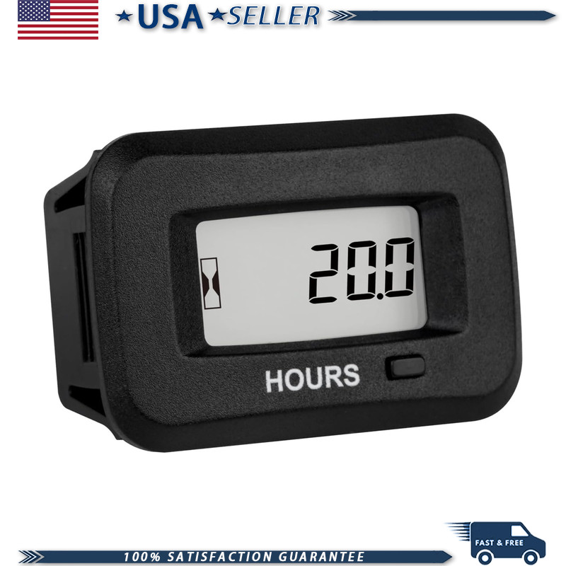 Digital Hour Meter RL-HM038AD LCD Display, IP68 Waterproof 5V-277V AC/DC Lawn Mo