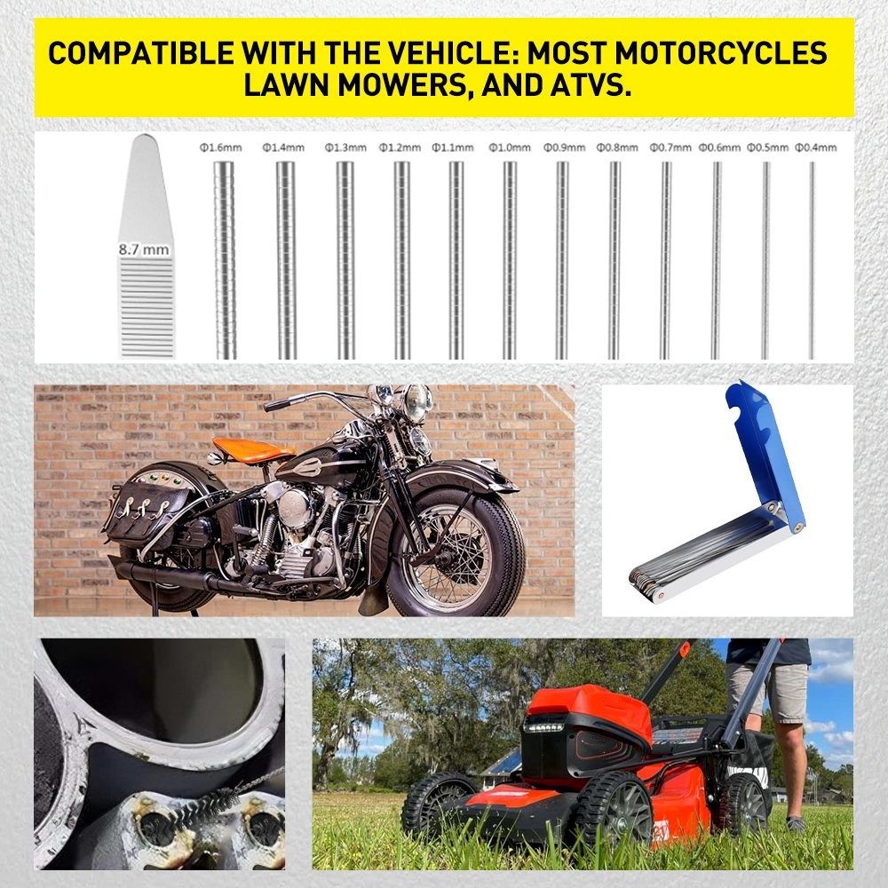 Carburetor Cleaning Brushes Wire Cleaner Tool Kit ATV Motorcycle Small-Engine