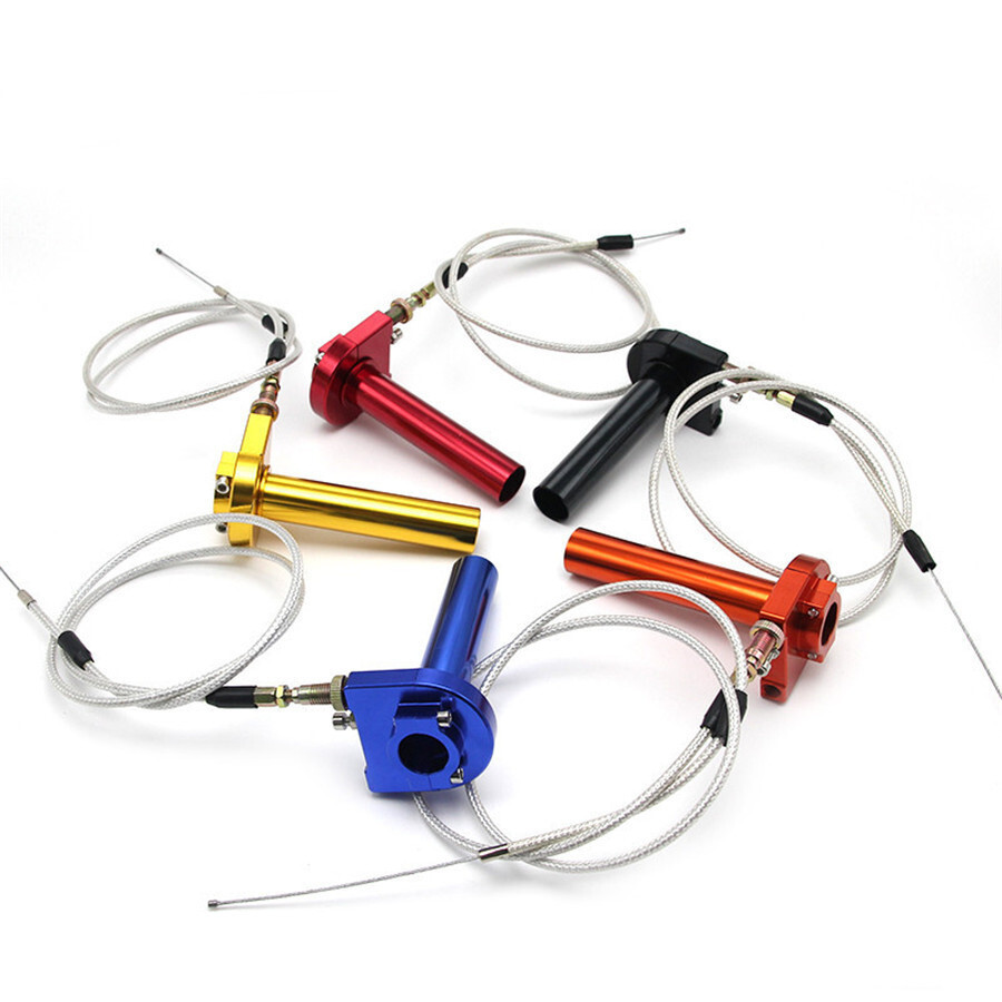 1x Red CNC 7/8″ Motorcycle Handbar Throttle Turn Grip Twist Cable Scooter ATV US
