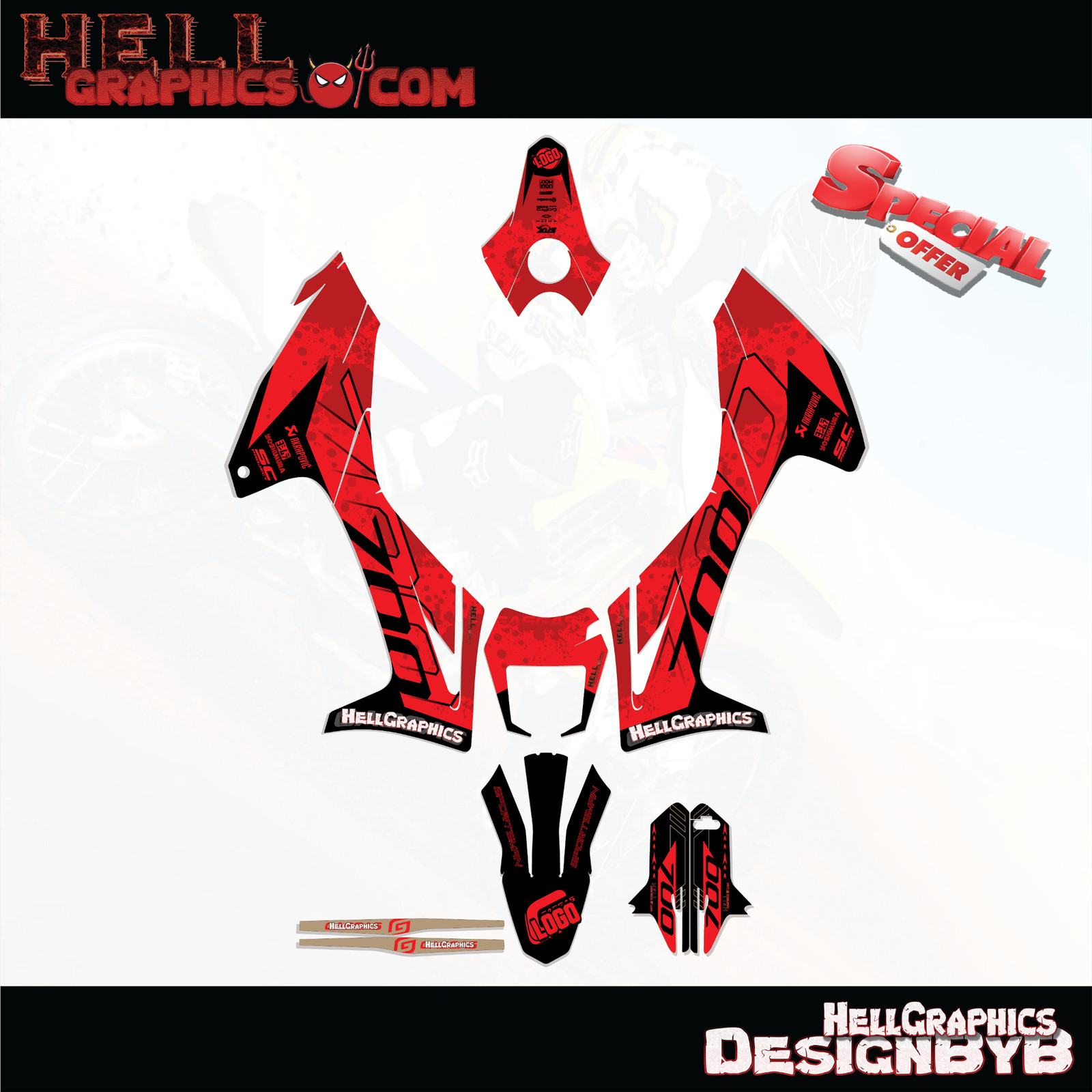 For GASGAS SM ES 700 2022 2023 2024 Decal Graphic Kit Stickers BLine Red Design