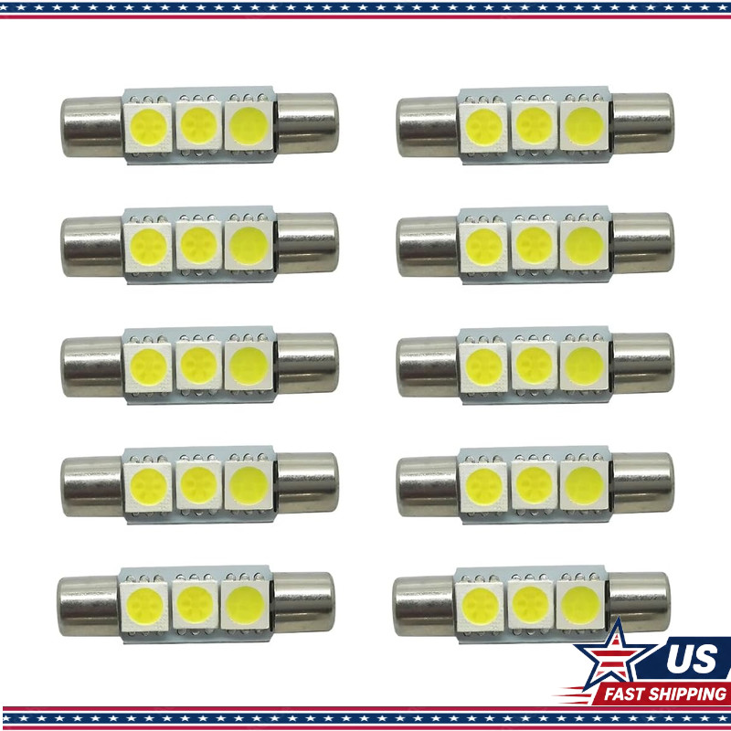 T6 Vanity Mirror Sun Visor LED Light – 10PCS, 12V 5050-3SMD 180° Flat Head Dual