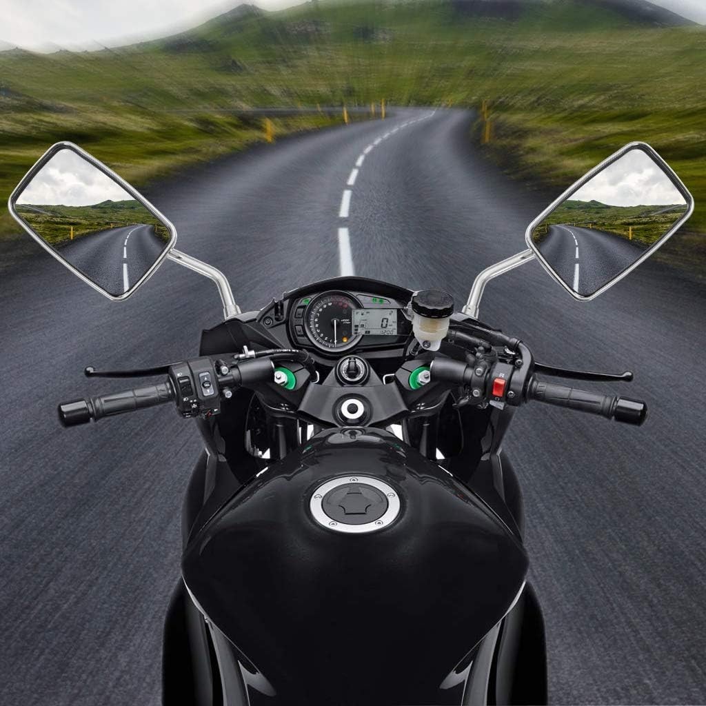 Universal 10mm 360°Rotation chrome rectangle motorcycle Mirrors Suitable for Har