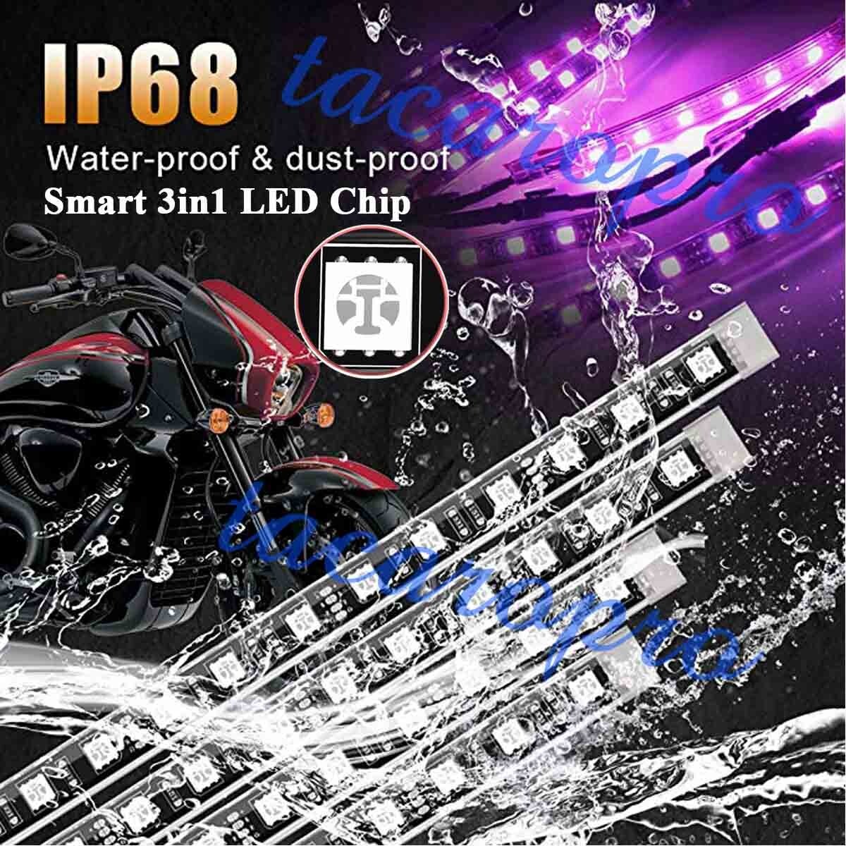 16PCS RGB bluetooth Motorcycle LED Light Accent Glow Neon Strip APP Control Kit