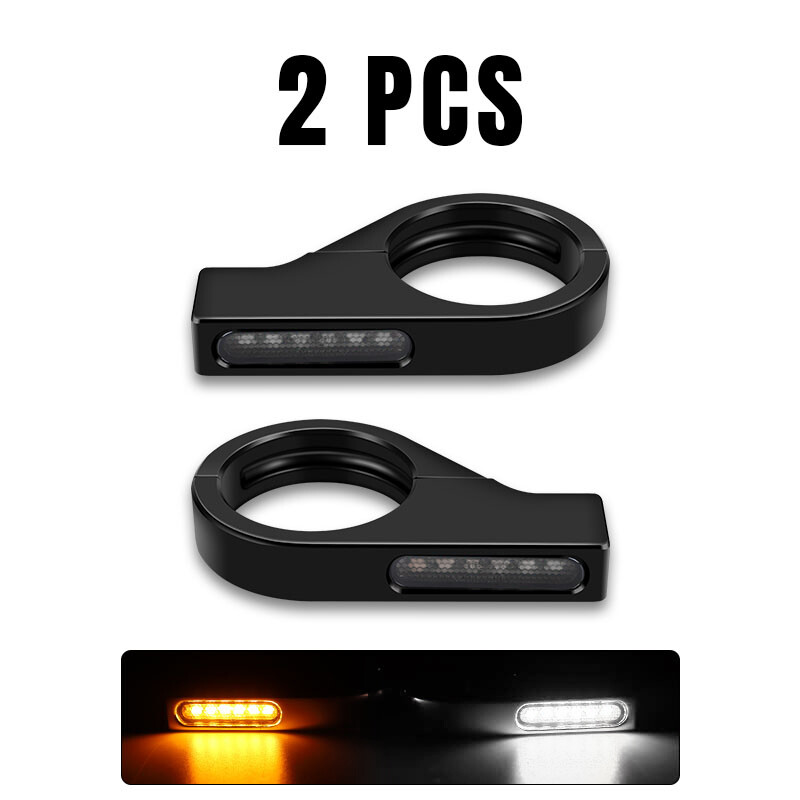 2x LED Motorcycle Turn Signal Blinkers Light 12V For 39-41mm Fork Mount Clamp