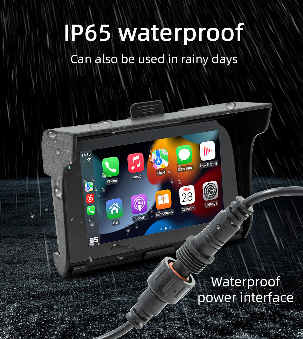 Wireless For APPLE Carplay Android Auto Motorcycle GPS Navigator 5in Navigation