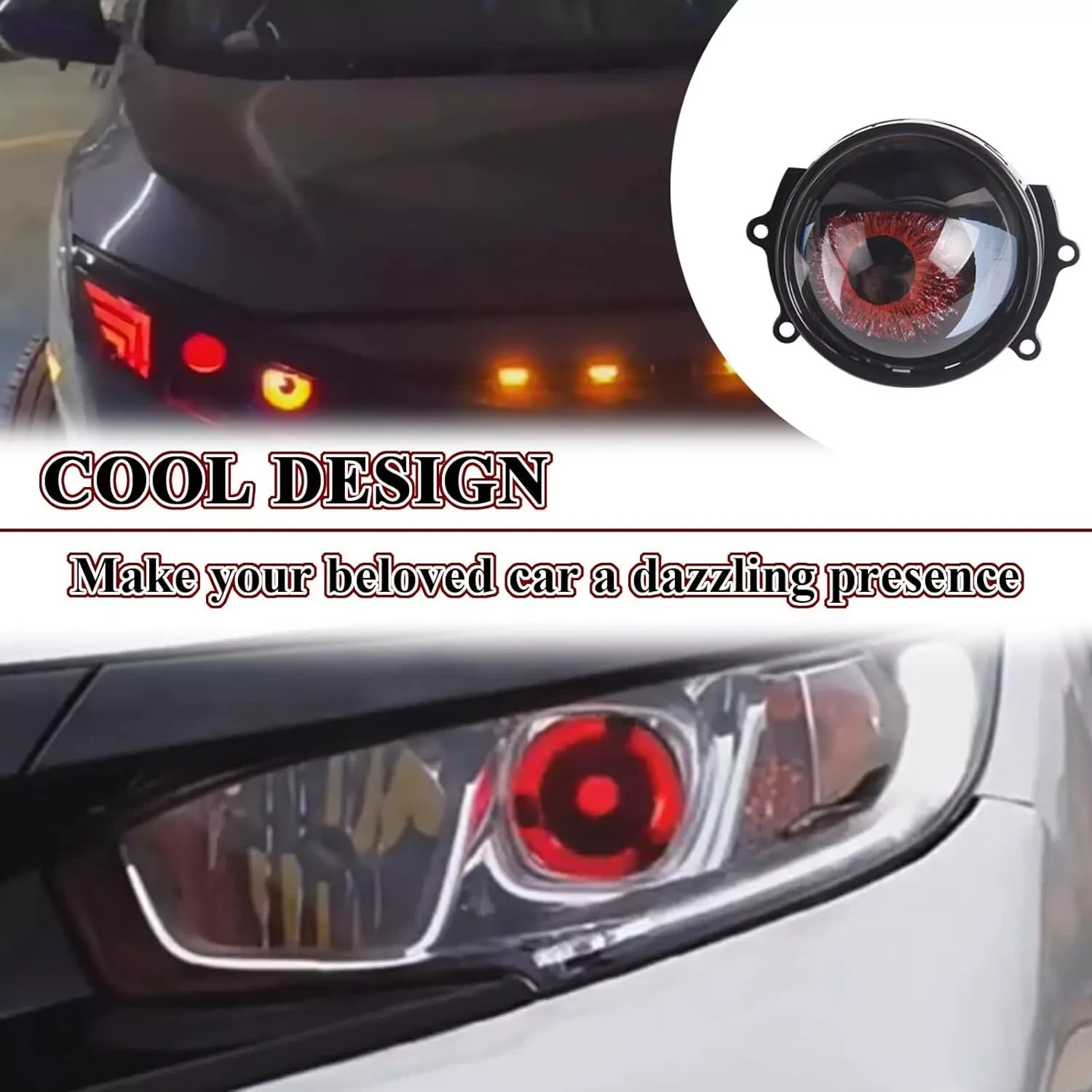 2 IN 1 Devil Eyes LED headlights dynamic remote 33 modes of lenses Blink lights