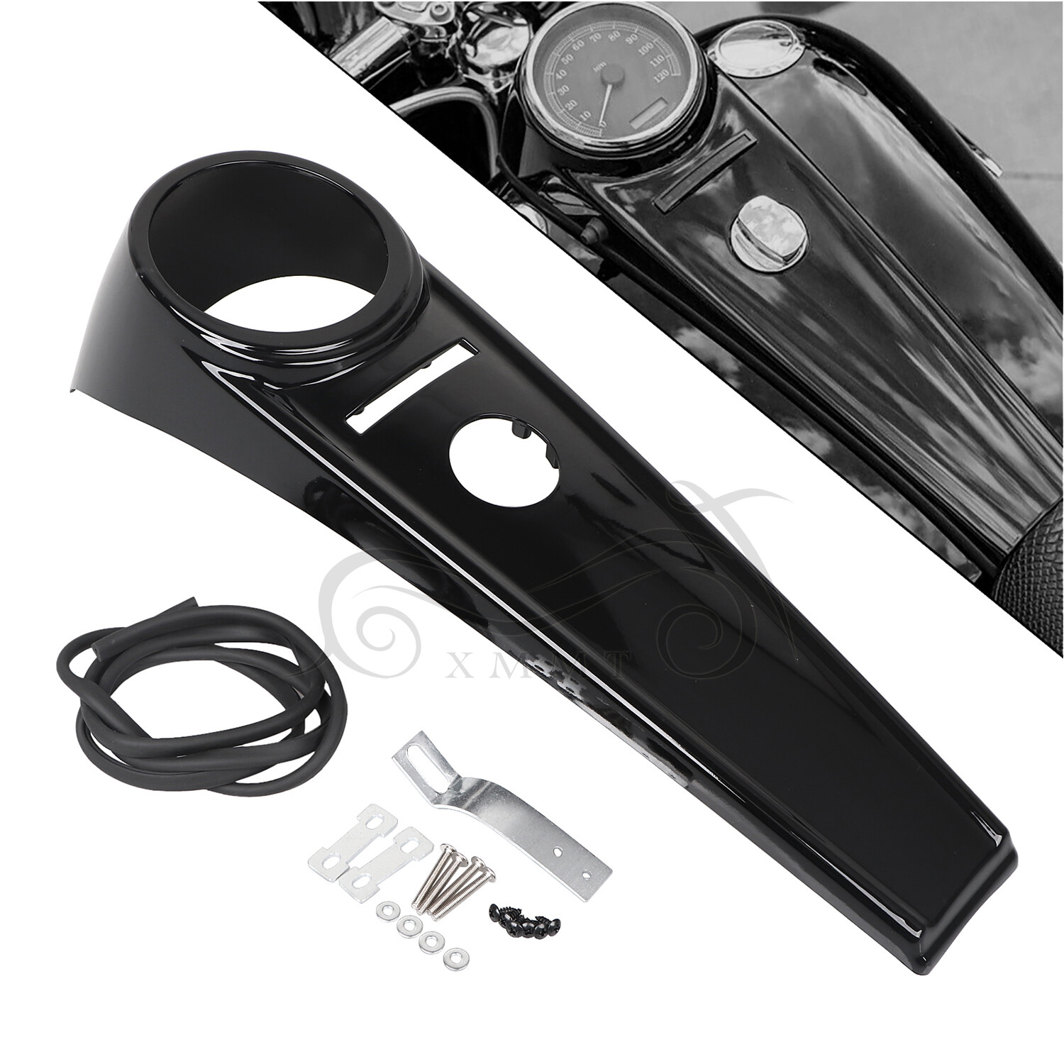 Gloss Black Dash Panel Console Tank Cover For Harley Road King Police FLHP FLHR