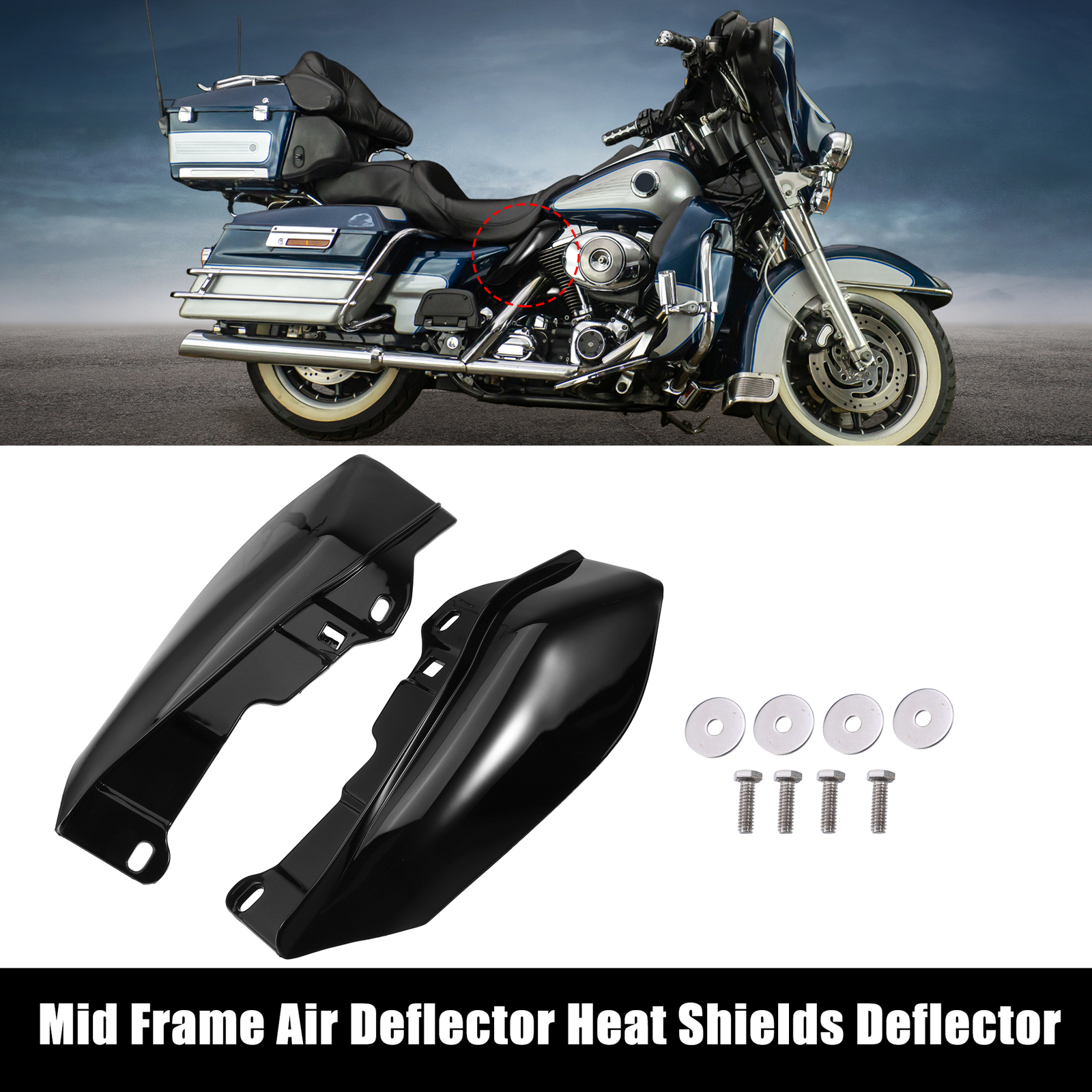 1 Pair Heat Shields Deflectors for Harley Davidson Street Glide Gloss Black