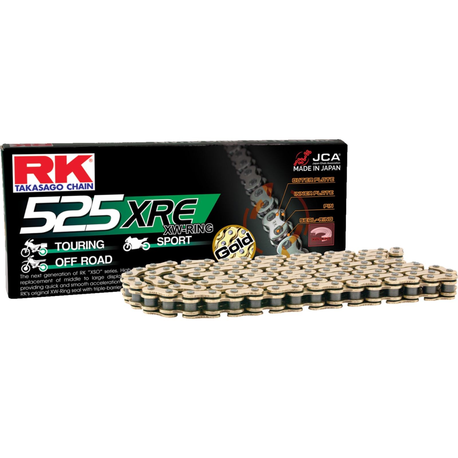 RK Chain 525 XRE – Drive Chain – 120 Links – Gold GB525XRE-120