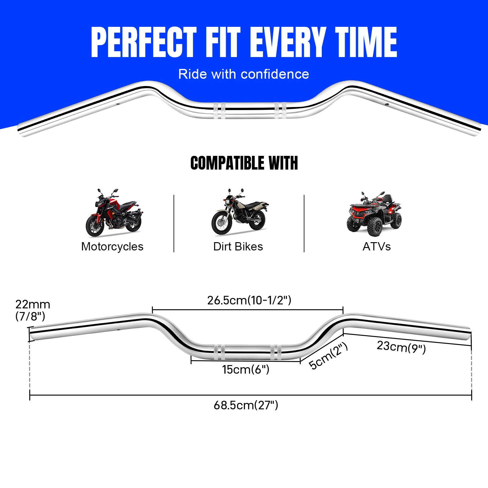 For Honda CB360 250 500 650 700 750 7/8″ 22mm Drag Handlebar Rise Tracker Chrome