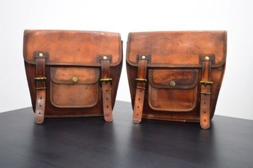Motorcycle Side Pouch Brown Leather Side Pouch Saddle bags Panniers 2bags