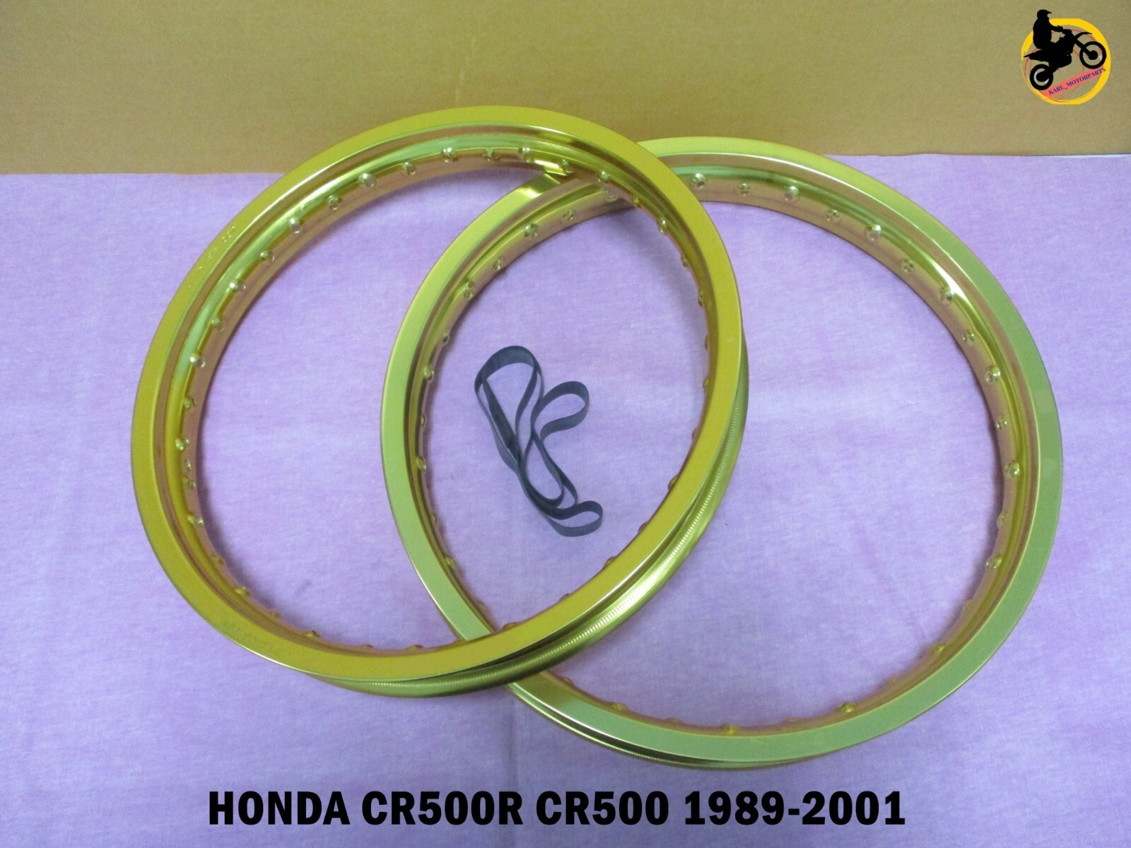 HONDA CR500R CR500 89-01 ALUMINIUM GOLD F+ R WHEEL RIM SET SERIES7 *nan4188*
