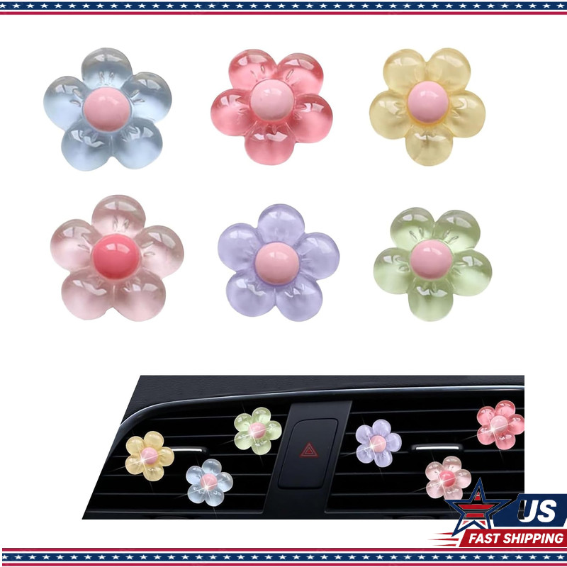 Universal Car Air Vent Clips, 6PCS Cute Flower Decor AC Outlets