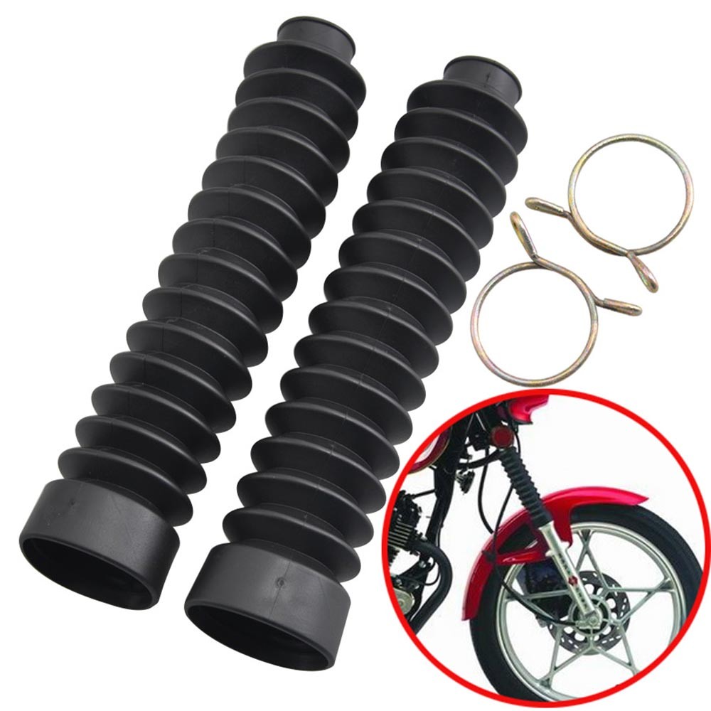 Motorcycle 2PCS Rubber Front Fork Dust Cover Gaiters Gaitors Boot Shock Absorber