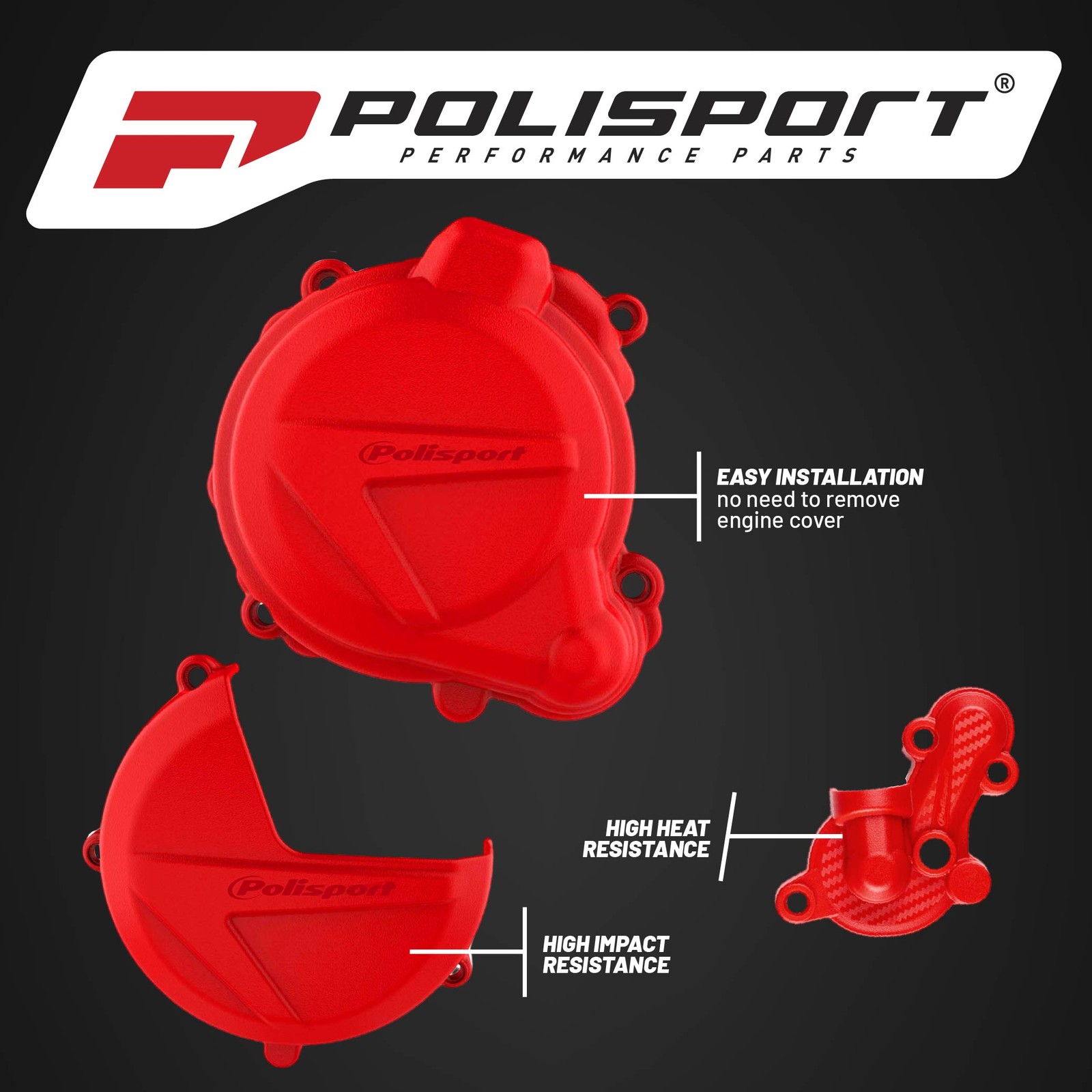 Polisport Engine Cover Kit (Red) – Compatible with BETA RR250/300 (18-22)